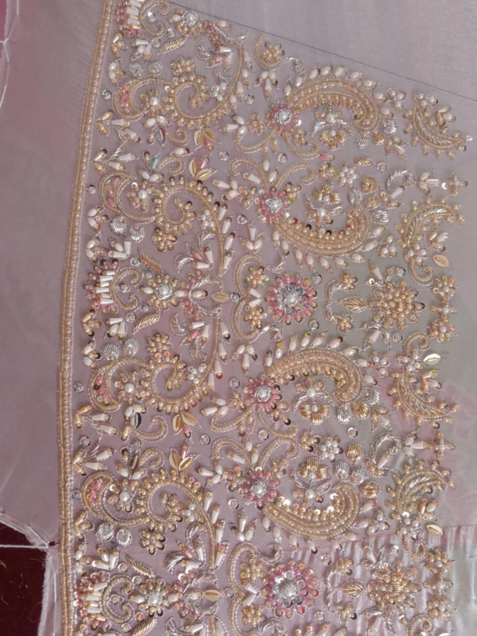 Blush Pink Heavily Embellished Bridal Pishwas Lehenga Set