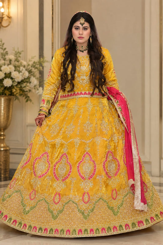Mustard Yellow Lehenga Choli – Traditional Mehndi | Mayun Bridal Outfit