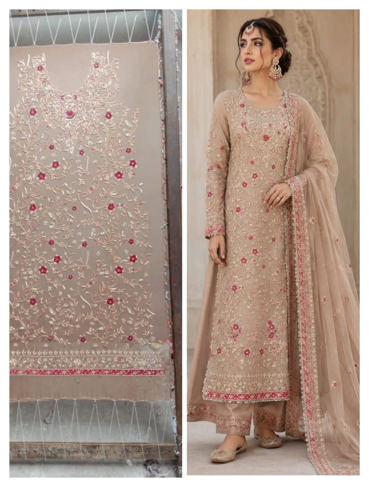 Embroidered Long Straight Kameez Trouser Suit – Luxury Pakistani Pret