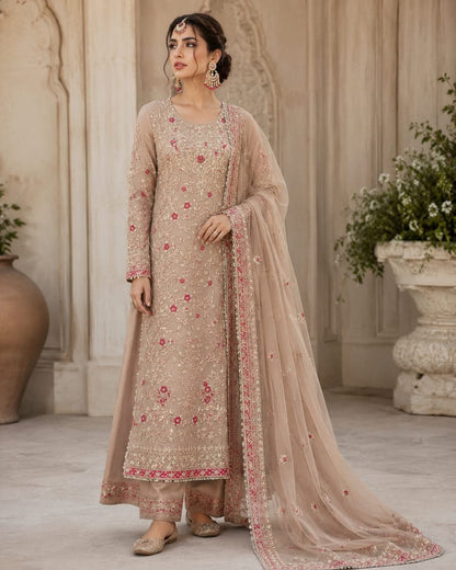 Embroidered Long Straight Kameez Trouser Suit – Luxury Pakistani Pret