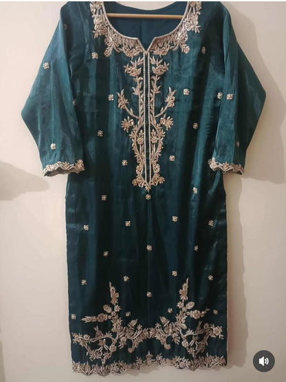 Deep Teal Embroidered 3-Piece Salwar Kameez – Luxury Pakistani Pret
