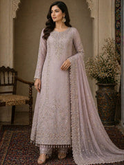 Baroque Embroidered Net – Light Lavender