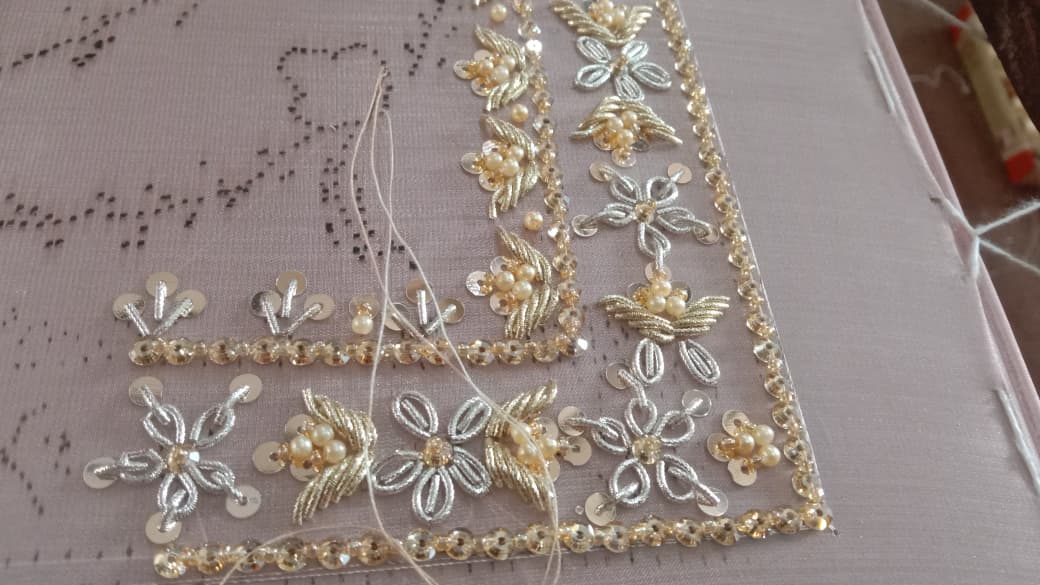 Baroque Embroidered Net – Light Lavender
