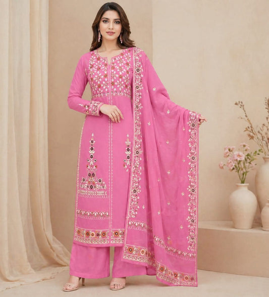 Pink Cut Dana Embroidered 3-Piece Suit