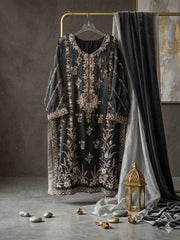 Black Embroidered Velvet Straight Shirt – Tilla & Kora Handwork