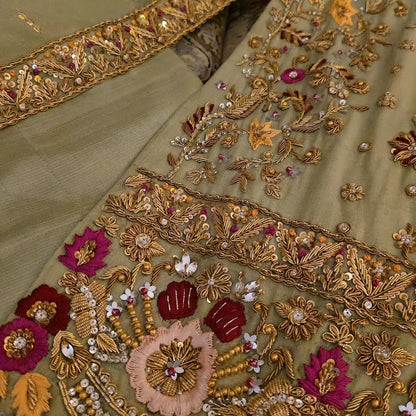 Embroidered Pistachio Mint Chiffon Pishwas Anarkali