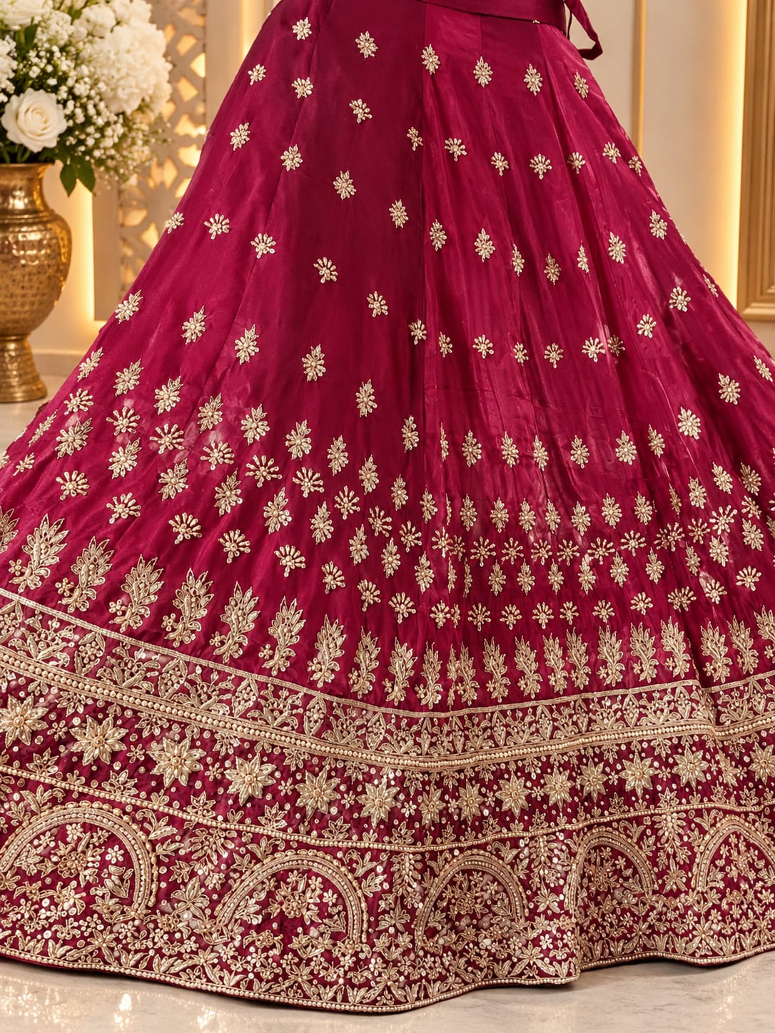 Maroon Bridal Lehenga Choli / Wedding Wear Ensemble