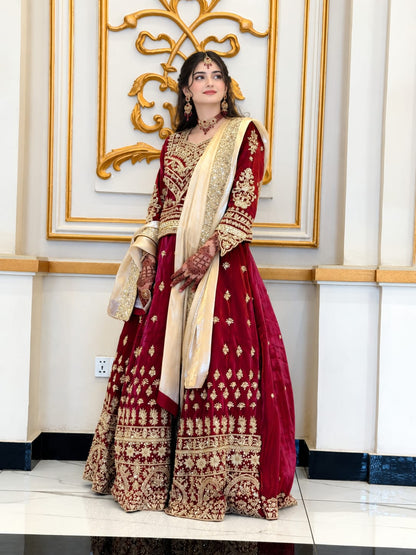 Maroon Bridal Lehenga Choli / Wedding Wear Ensemble