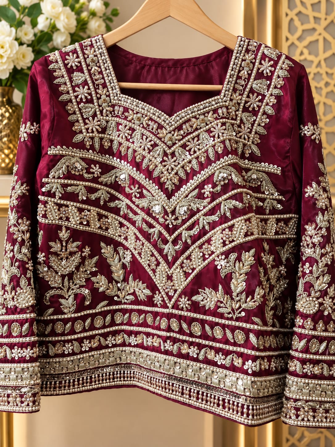 Maroon Bridal Lehenga Choli / Wedding Wear Ensemble