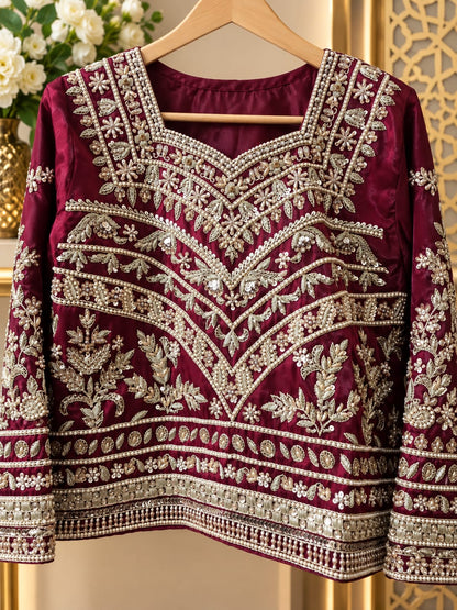 Maroon Bridal Lehenga Choli / Wedding Wear Ensemble