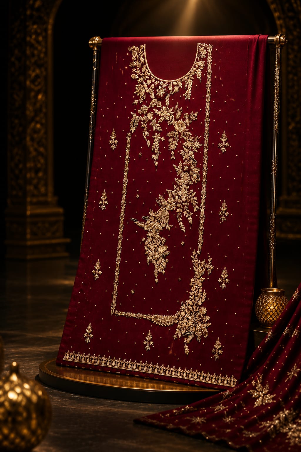 Rang-e-Heritage – Royal Maroon Hand-Embroidered Suit