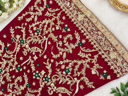 Maroon Heavily Embroidered Kurta – Hand-Embroidered Luxury Suit