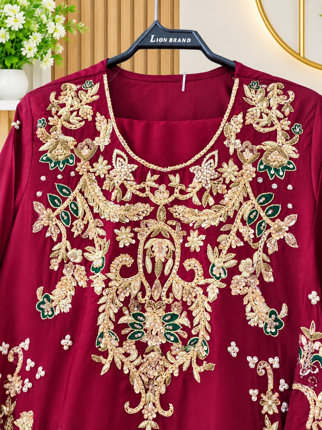 Hand-Embellished Zardozi Raw Silk Suit
