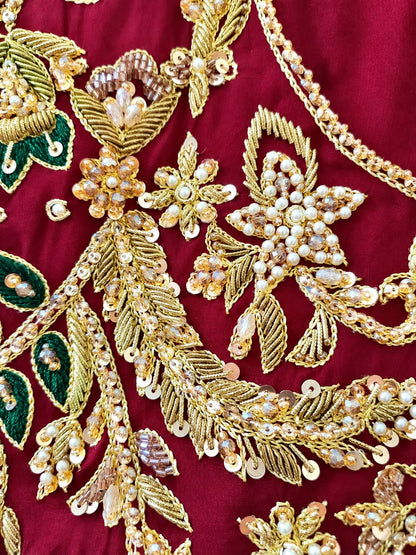 Hand-Embellished Zardozi Raw Silk Suit
