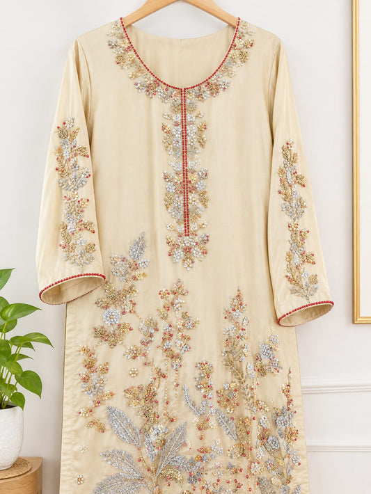 Agha Noor Pure silk Hand-Embroidered Luxury Pret Kurta