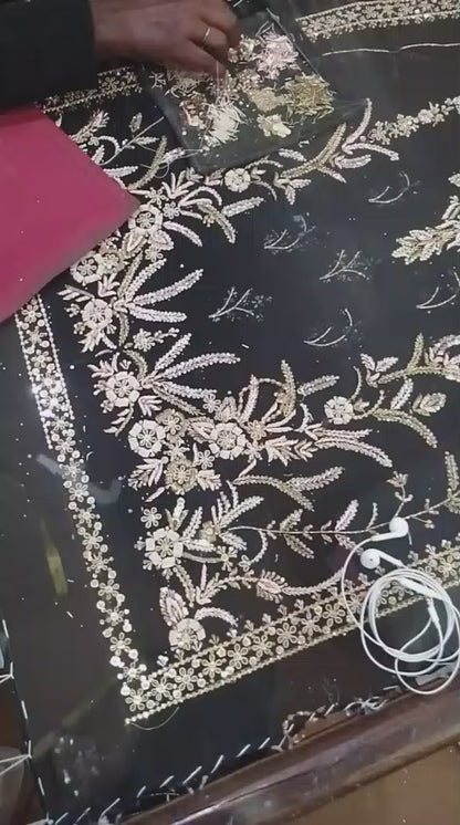 Black Embroidered Velvet Straight Shirt – Tilla & Kora Handwork